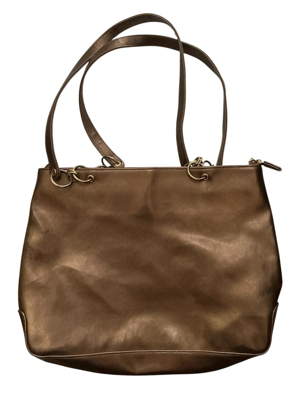 Women’s Brown Leather Tote Bag - Classic Everyday Shoulder Bag by Kathy Ireland